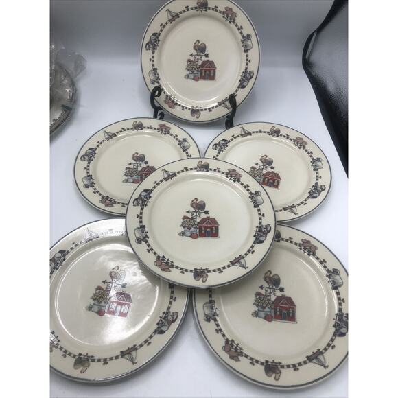 6 International Tableworks Windy Hill by Susan Winget 7.5" Luncheon Plates SET - Picture 1 of 10